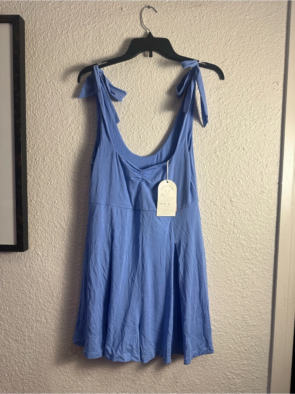 Sleeveless Tie-Shoulder cool blue romper